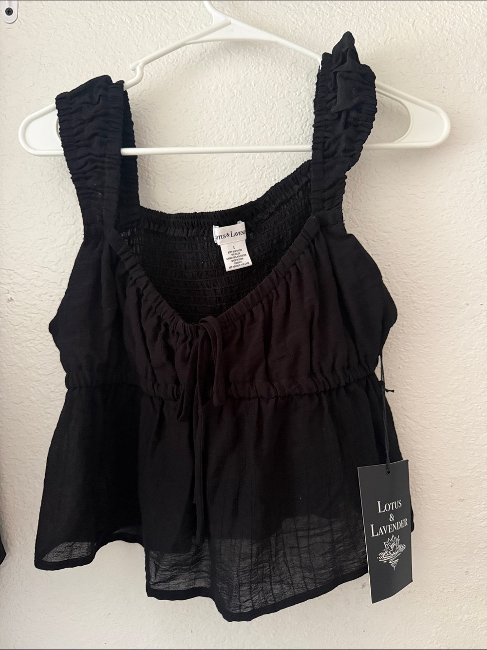 Black Ruffled Tank Top